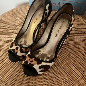 Antonio Melani Animal Print Peep Toe Heels